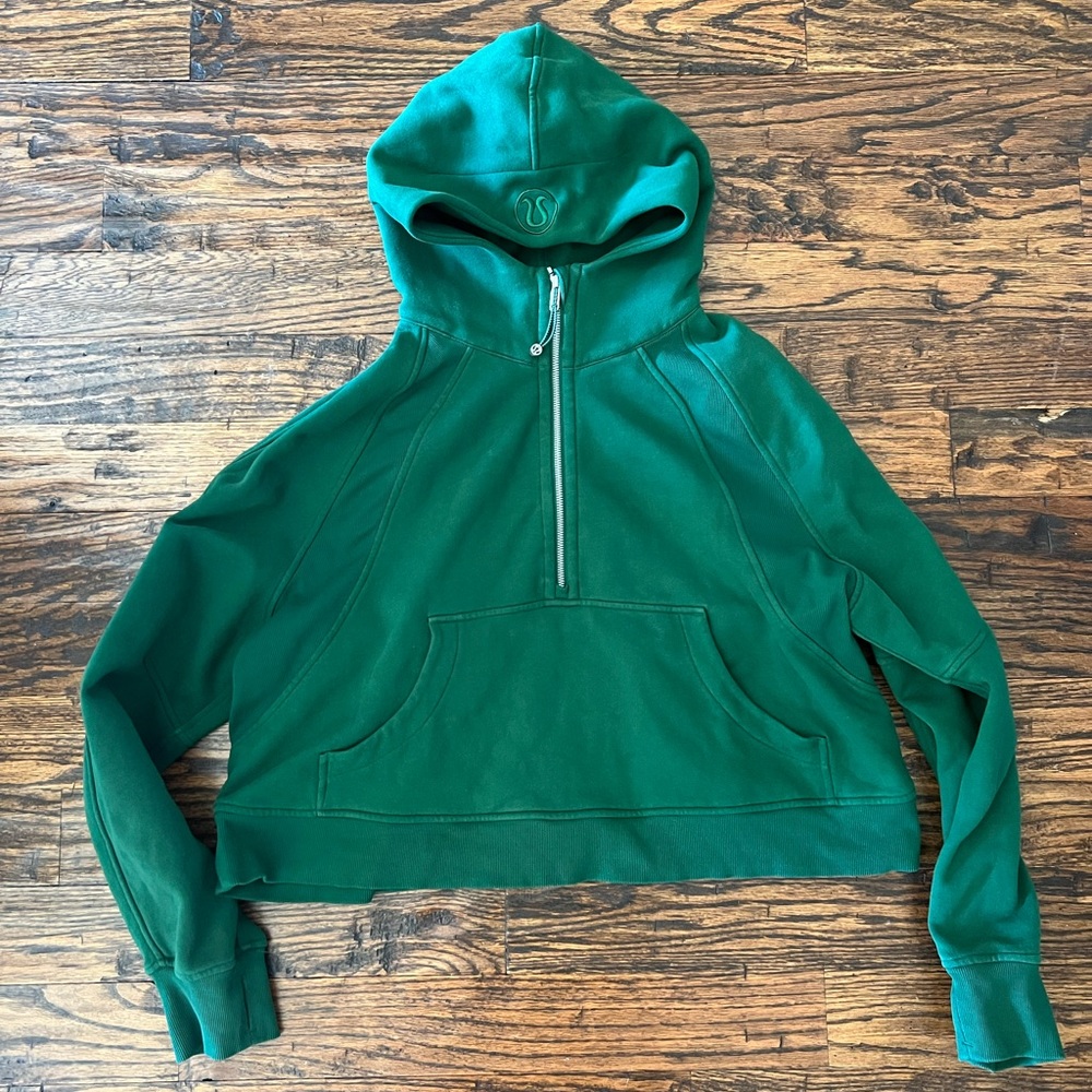 Lululemon EverGlade Green 1/2 Zip Scuba Hoodie